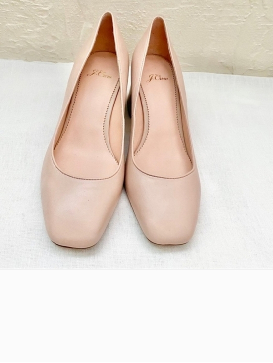 J. Crew Shoes - J. Crew Nude Blush Leather Block Heel Pumps